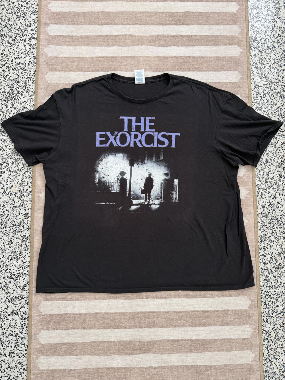 Y2K The Exorcist Horror Movie Graphic T-Shirt Boxy Black 2XL Delta Soft - Picture 1 of 6